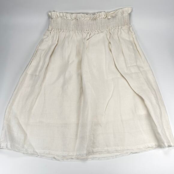 J. Crew Dresses & Skirts - J. Crew Women's Skirt White 100% Linen Elastic Paperbag Waist  Size 2